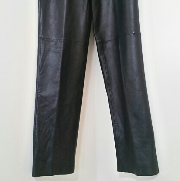 LOFT WOMEN STRAIGHT LEG Brown Leather pant - Picture 2 of 6